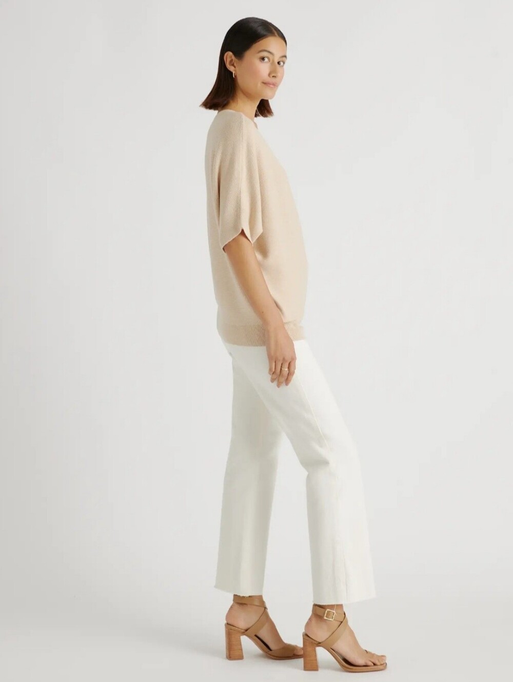 Quince Lightweight Cotton Cashmere Link-Stitch Dolman Sweater - Picture 4 of 9